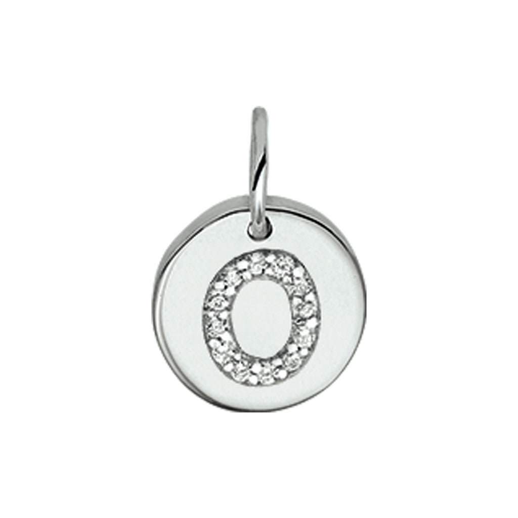 Hanger letter zirkonia zilver gerhodineerd