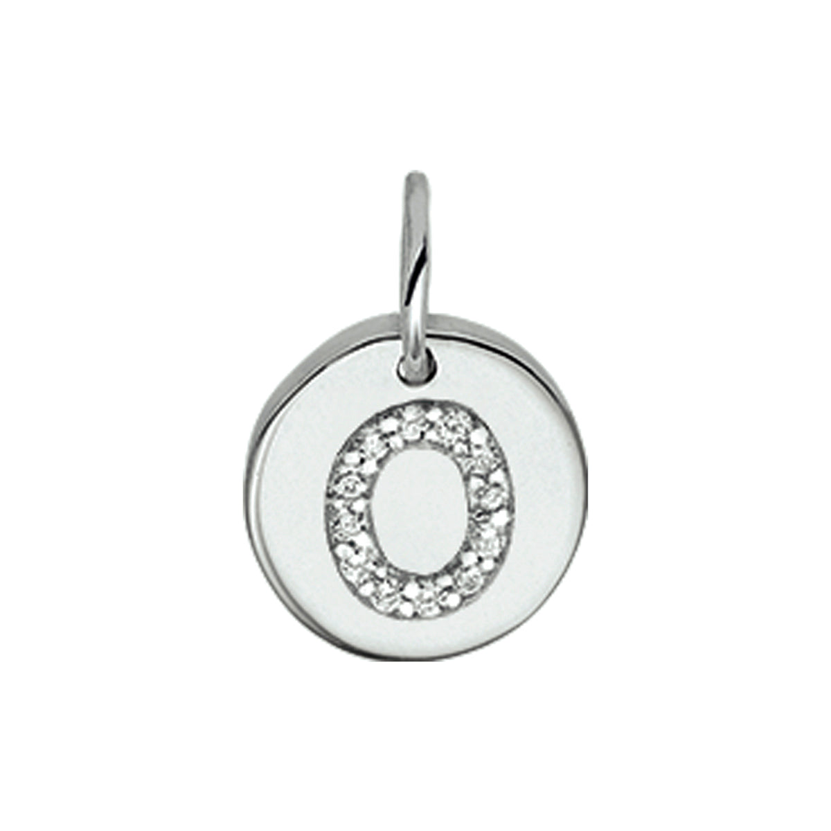 Hanger letter zirkonia zilver gerhodineerd