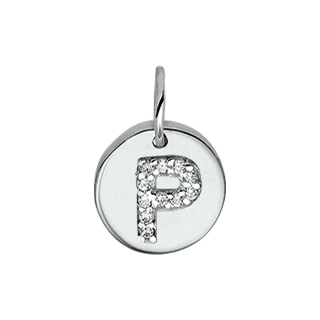Hanger letter zirkonia zilver gerhodineerd