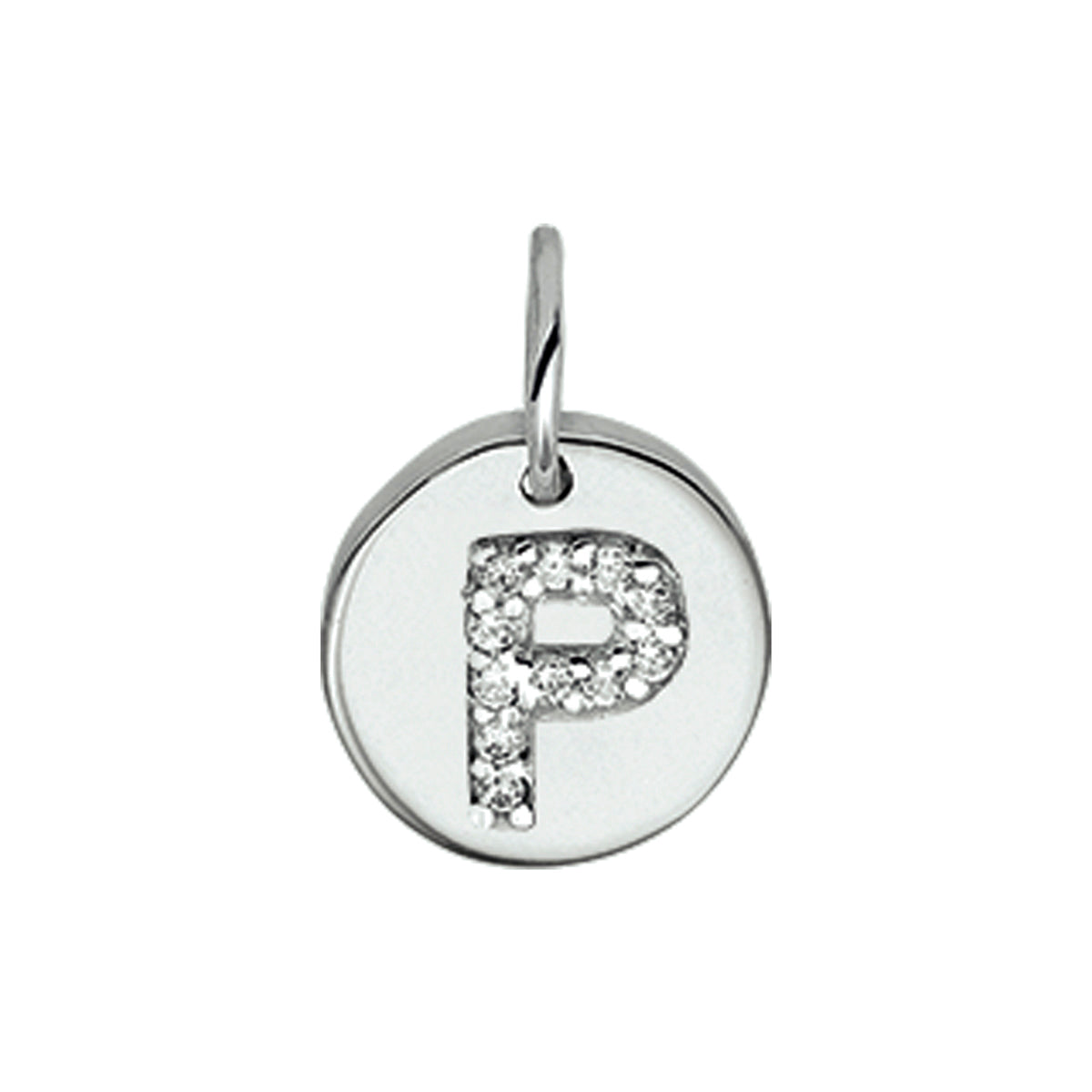 Hanger letter zirkonia zilver gerhodineerd