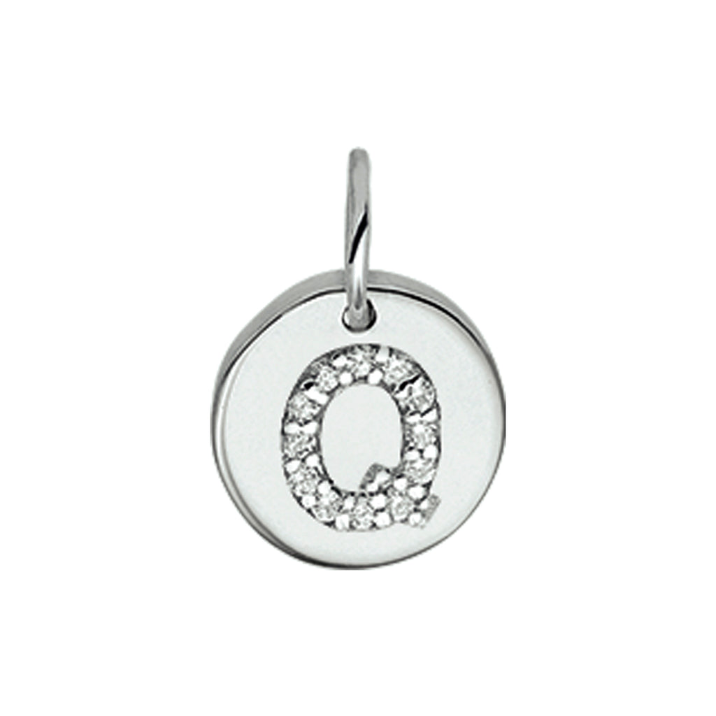 Hanger letter zirkonia zilver gerhodineerd