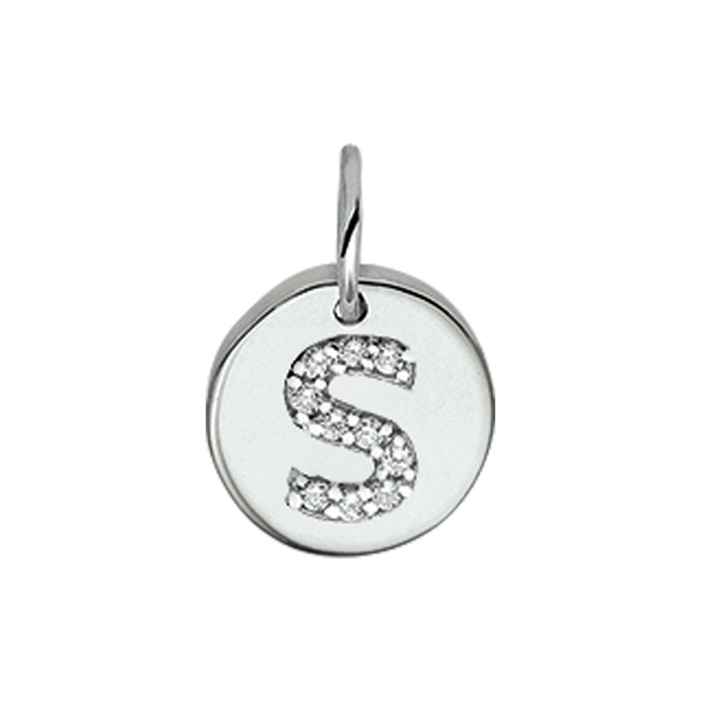 Hanger letter zirkonia zilver gerhodineerd