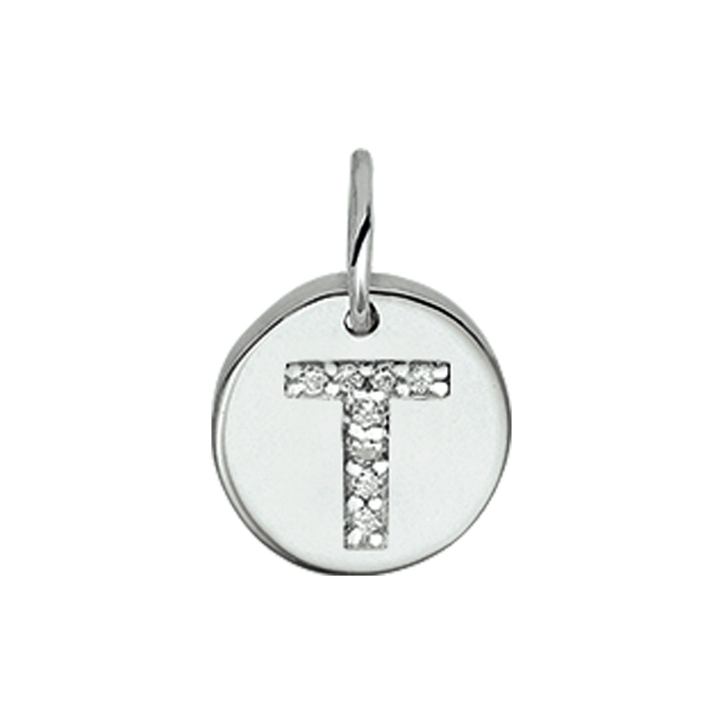 Hanger letter zirkonia zilver gerhodineerd