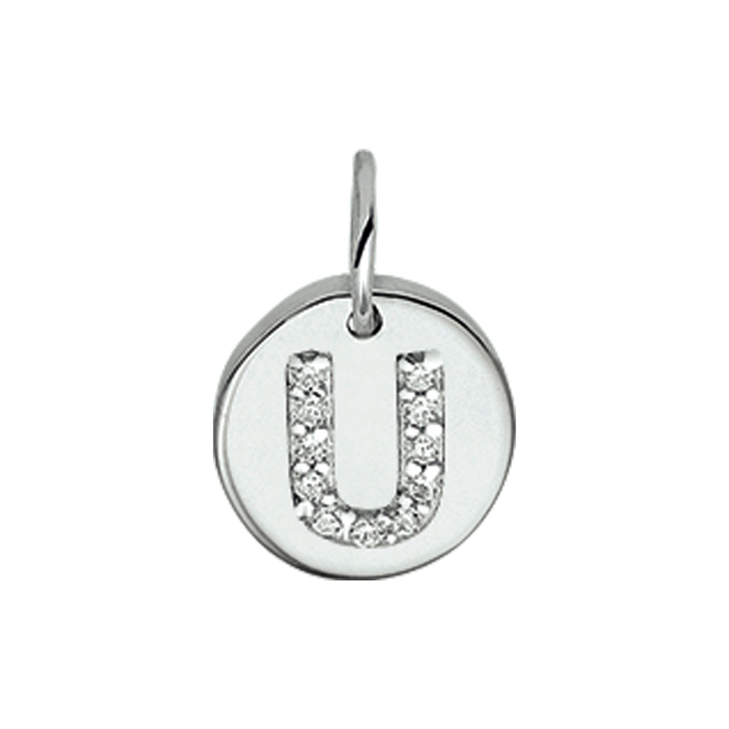 Hanger letter zirkonia zilver gerhodineerd