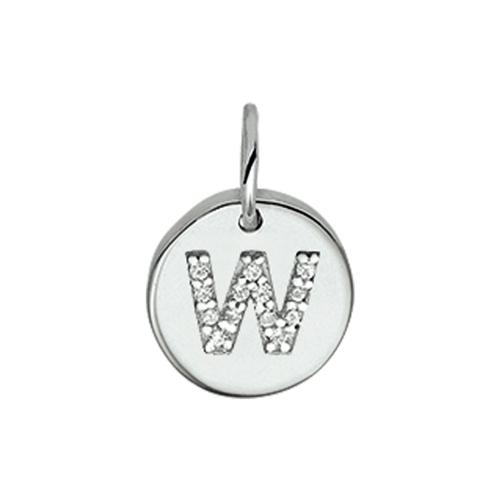 Hanger letter zirkonia zilver gerhodineerd