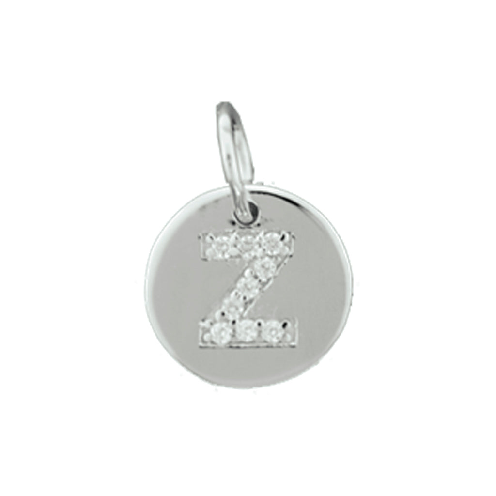 Hanger letter zirkonia zilver gerhodineerd