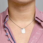 Graveercollier met dogtag zilver gerhodineerd