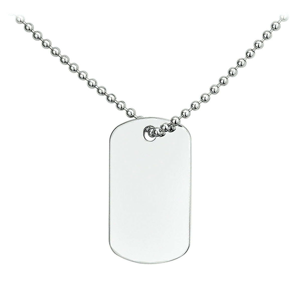 Graveercollier met dogtag zilver gerhodineerd