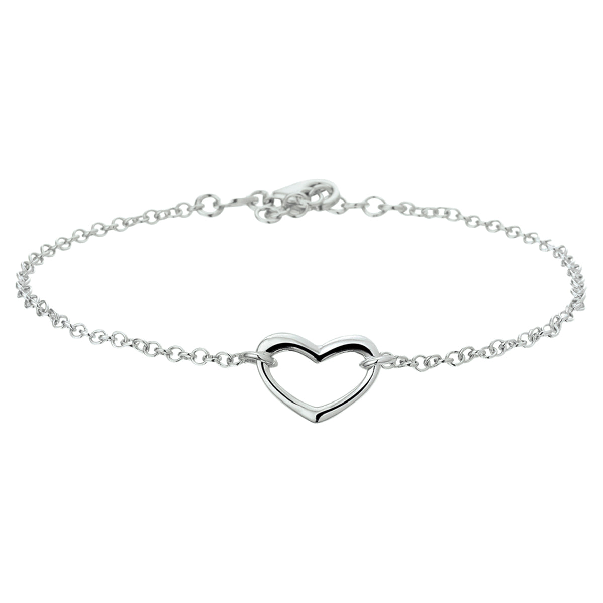 Armband hart 17 + 2 cm zilver gerhodineerd