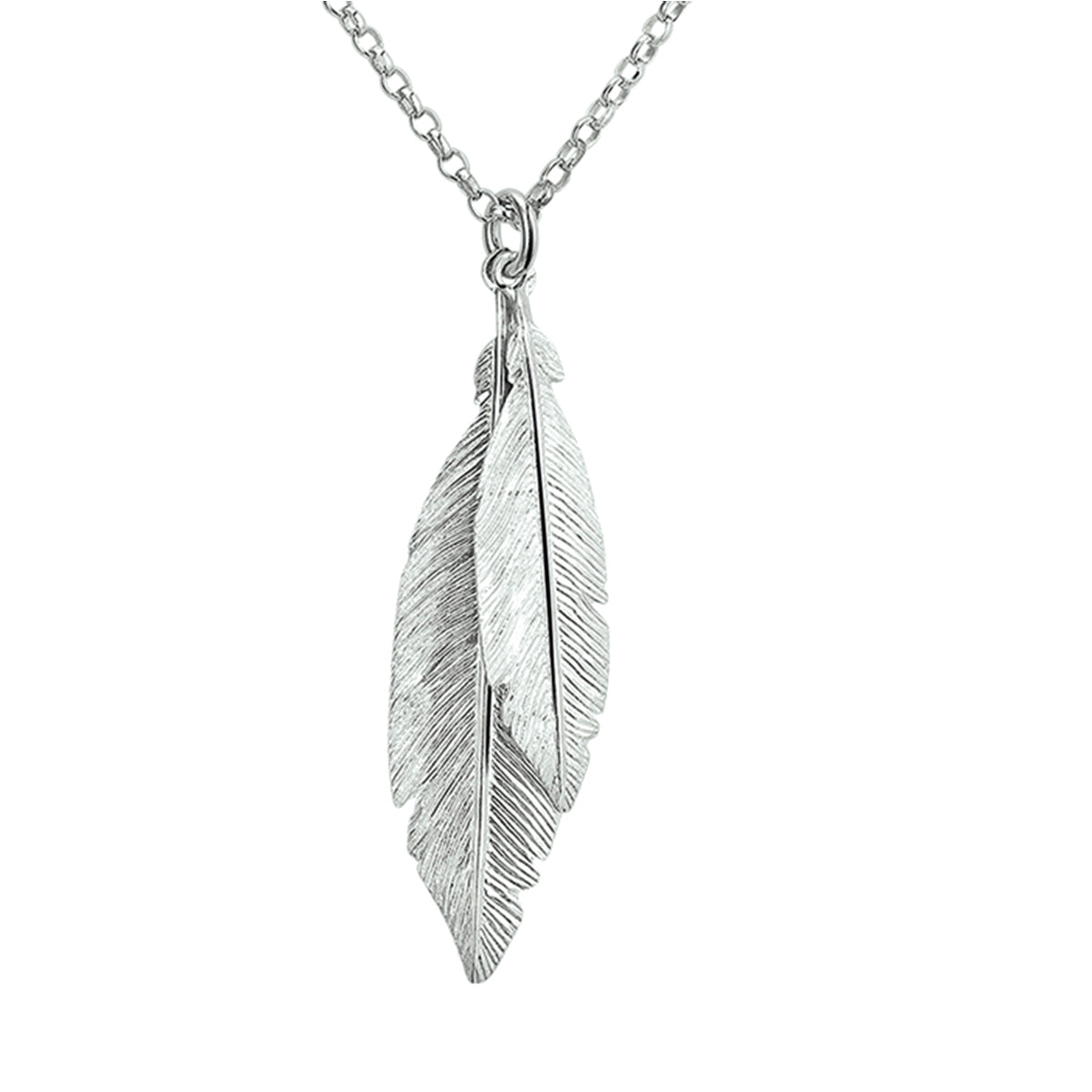 Collier veren 41 + 3 cm zilver gerhodineerd