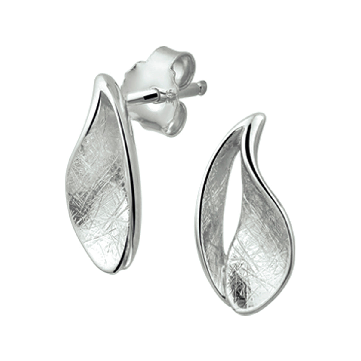 Oorknoppen gescratcht zilver gerhodineerd