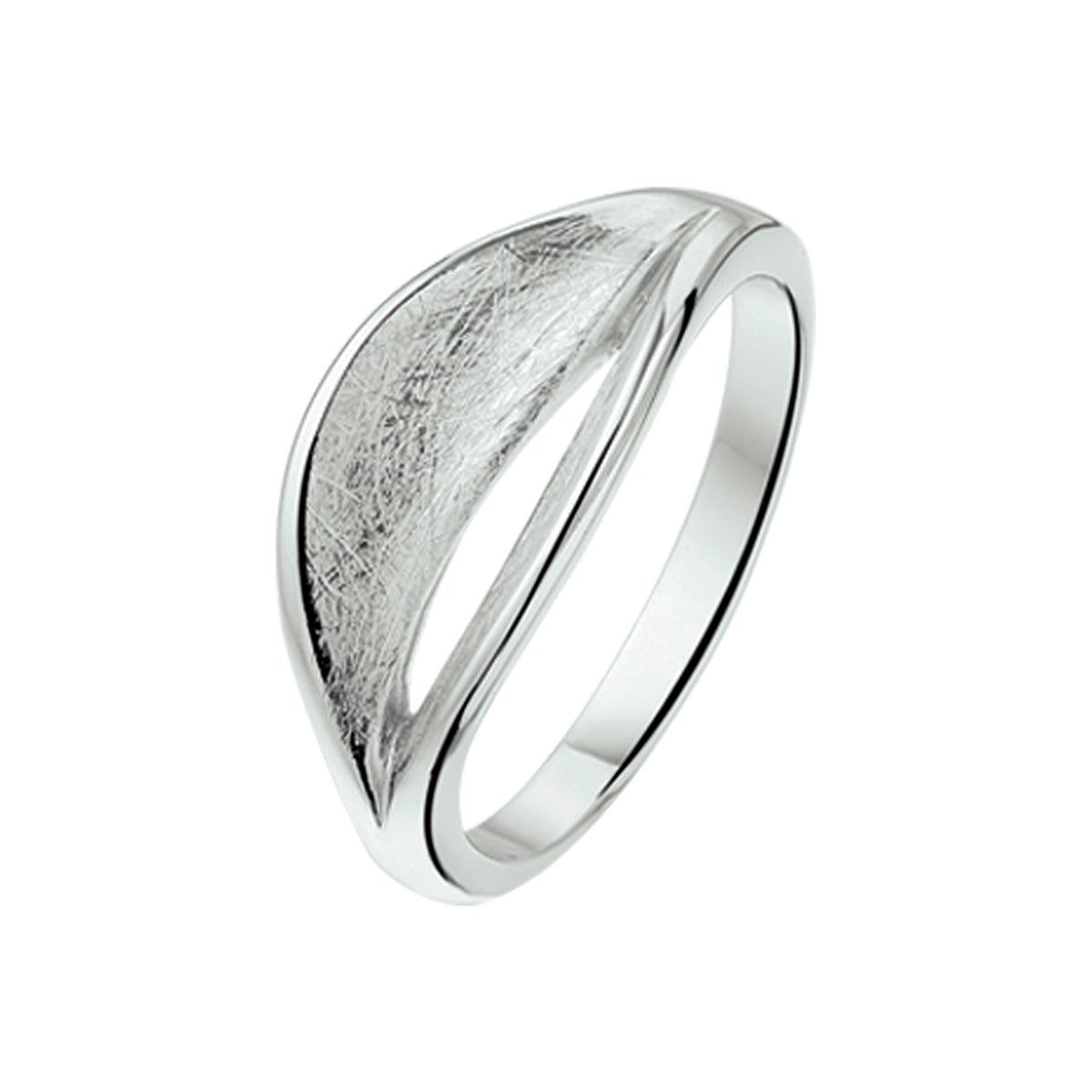 Ring gescratcht poli/mat zilver gerhodineerd