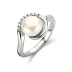 Ring parel en zirkonia zilver gerhodineerd