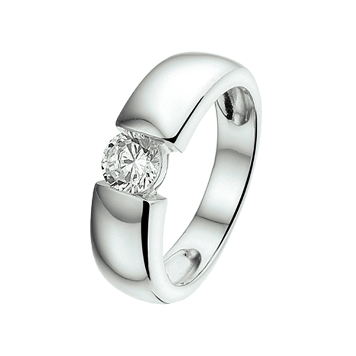 Ring zirkonia zilver gerhodineerd