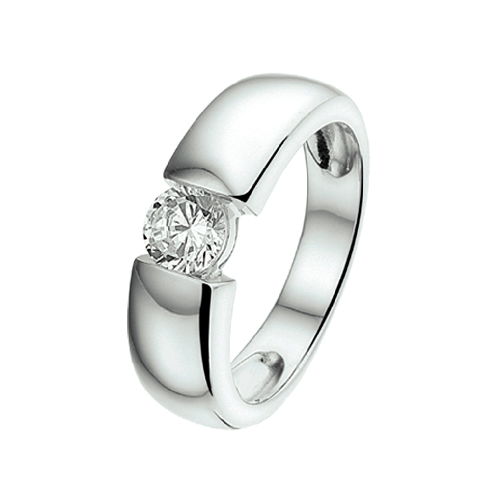 Ring zirkonia zilver gerhodineerd