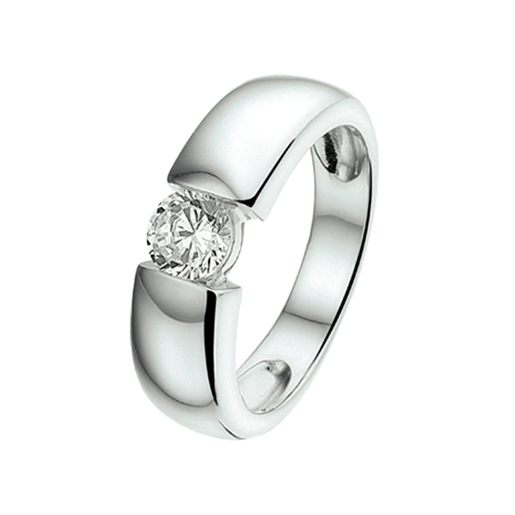 Ring zirkonia zilver gerhodineerd