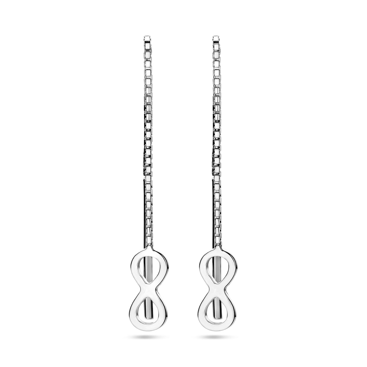 Doortrekoorbellen infinity zilver gerhodineerd