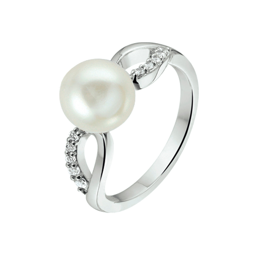 Ring parel en zirkonia zilver gerhodineerd
