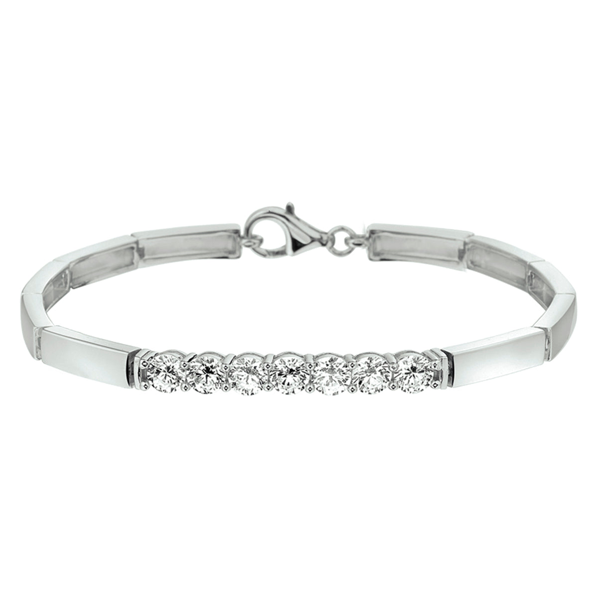 Armband zirkonia 18,5 cm zilver gerhodineerd