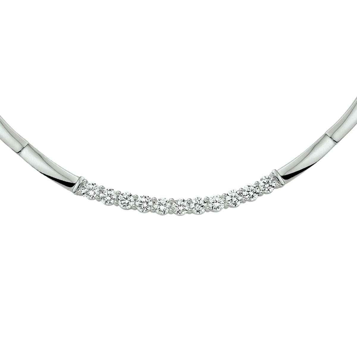 Collier zirkonia 42+3 cm zilver gerhodineerd