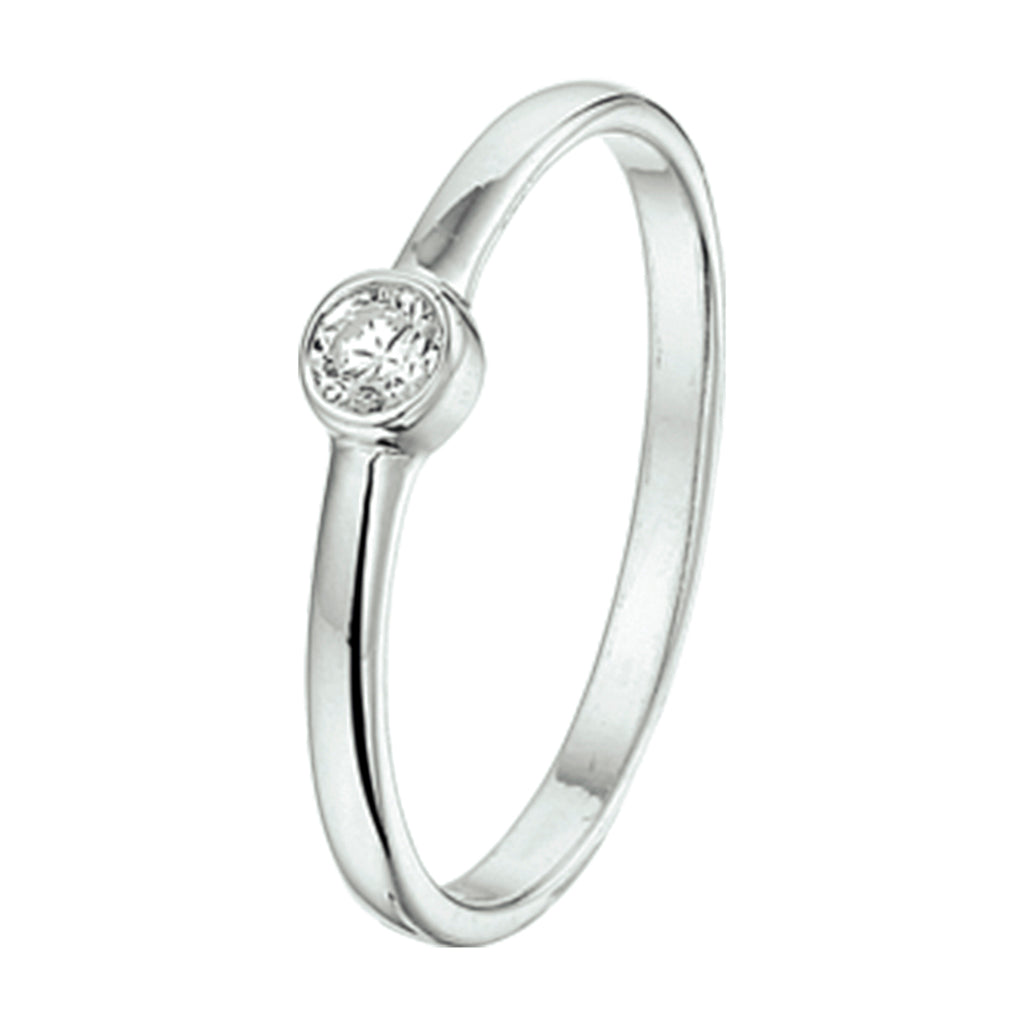 Ring zirkonia zilver gerhodineerd