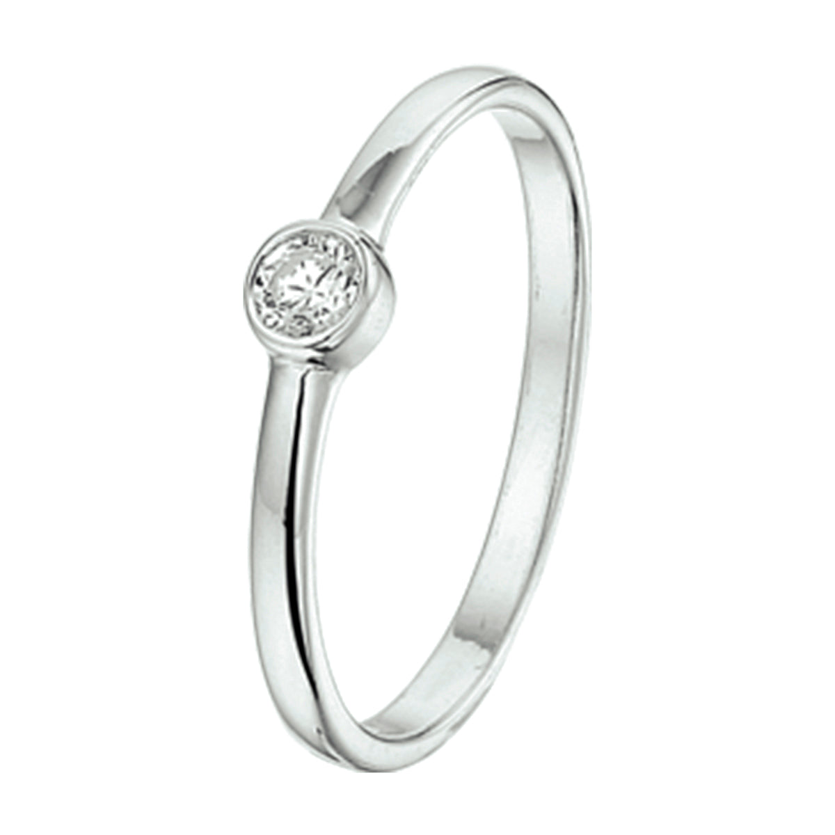 Ring zirkonia zilver gerhodineerd