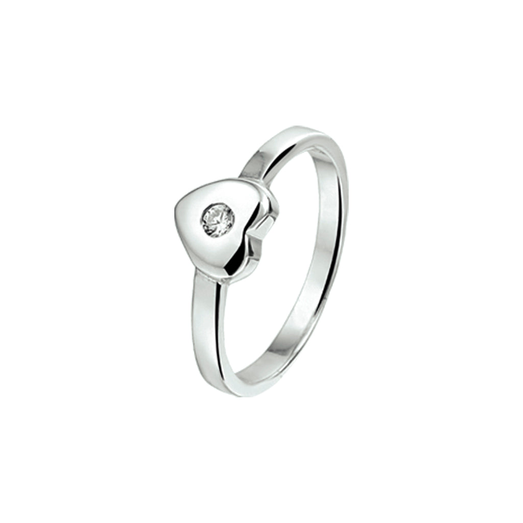 Ring hart en zirkonia zilver gerhodineerd