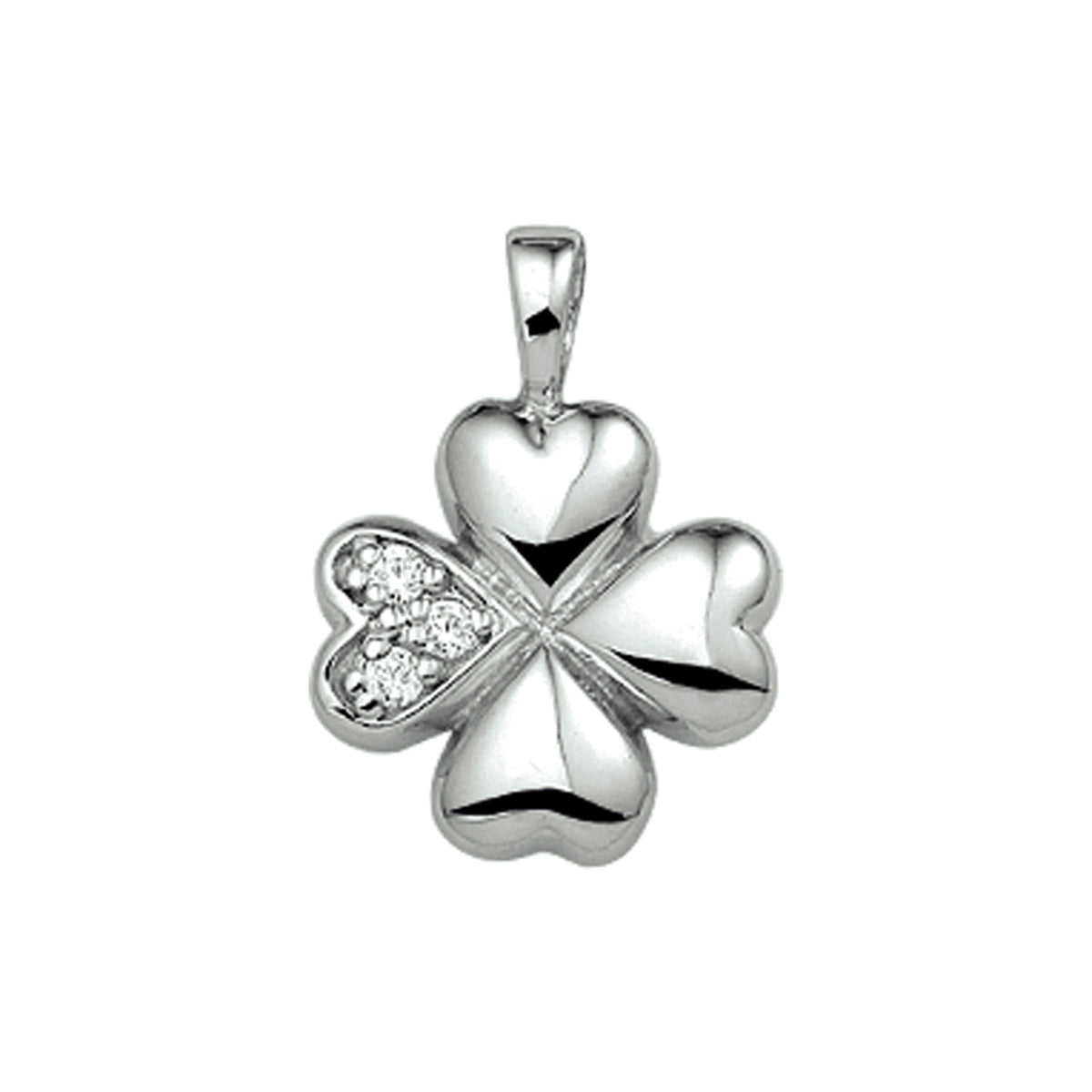 Hanger klavertje zirkonia zilver gerhodineerd