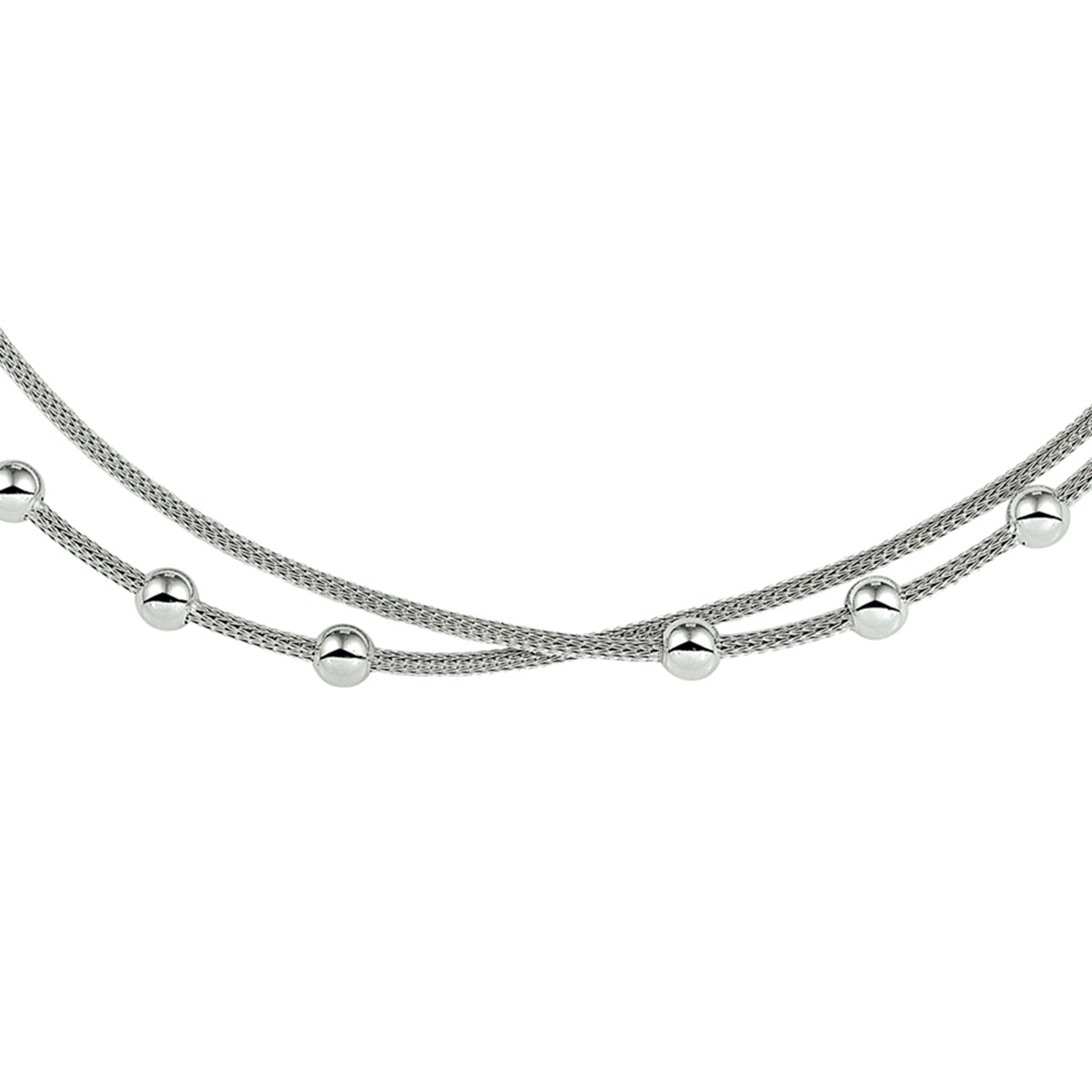 Multi-collier bolletjes 42 + 3 cm zilver gerhodineerd