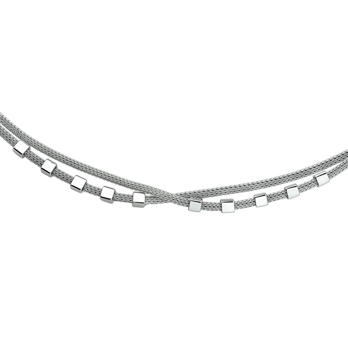 Multi-collier blokjes 42 + 3 cm zilver gerhodineerd