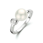 Ring parel en zirkonia zilver gerhodineerd