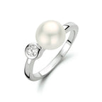 Ring parel en zirkonia zilver gerhodineerd