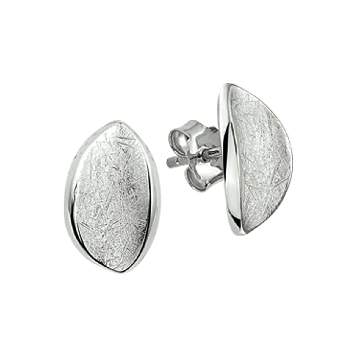 Oorknoppen gescratcht zilver gerhodineerd