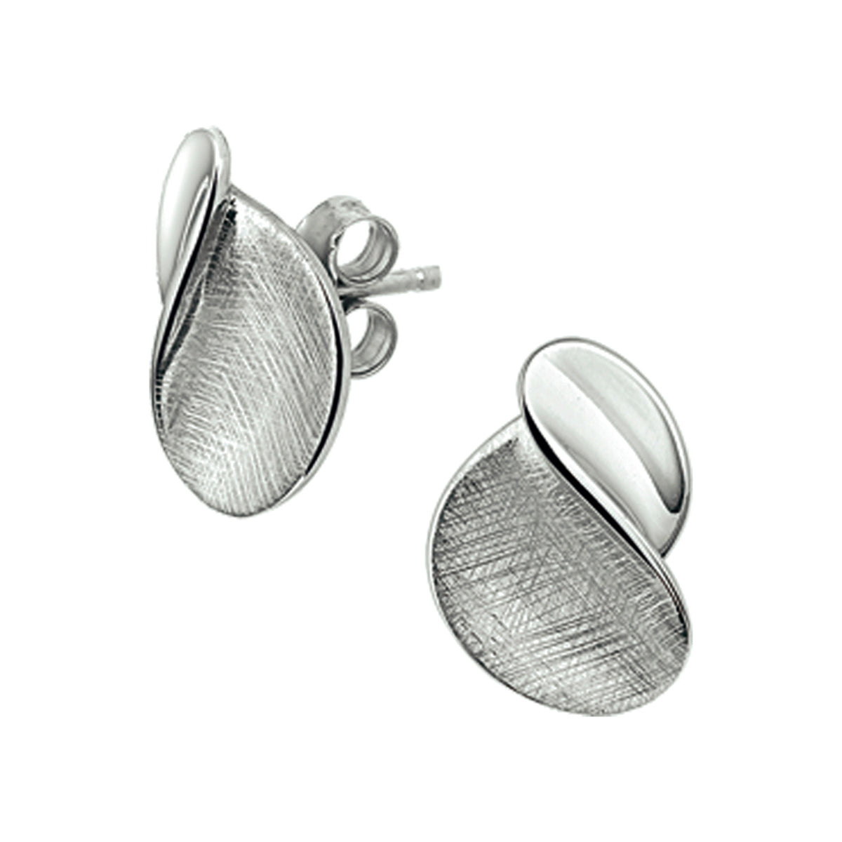 Oorknoppen gescratcht zilver gerhodineerd