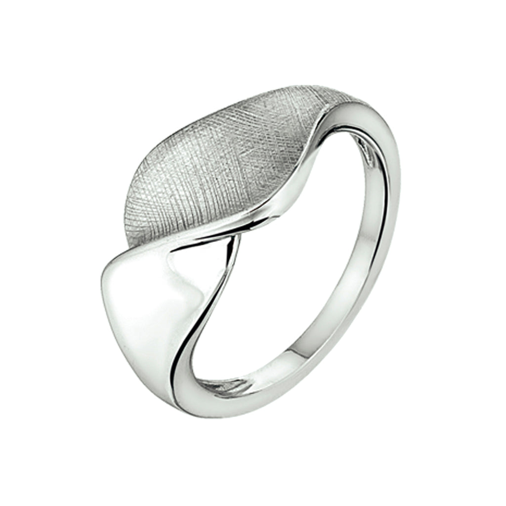 Ring gescratcht poli/mat zilver gerhodineerd