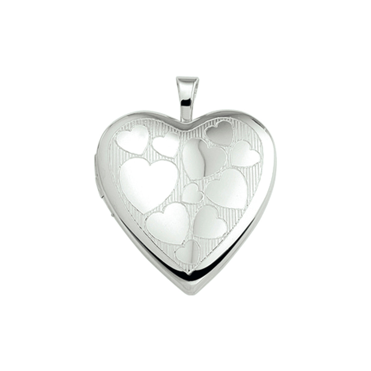 Medaillon hart gravure zilver gerhodineerd