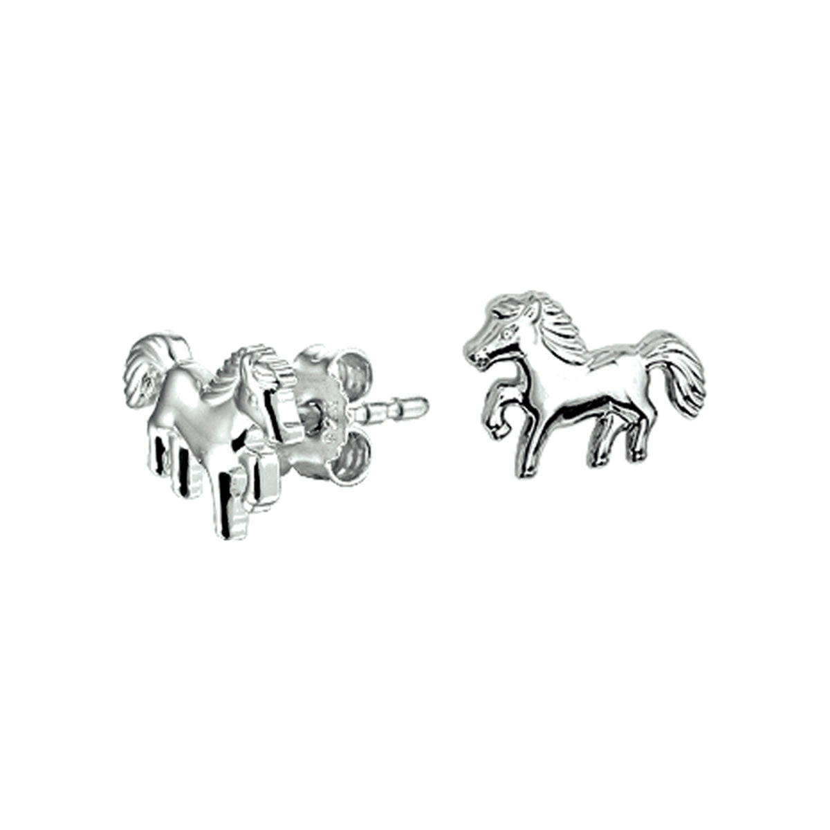 Oorknoppen paard zilver gerhodineerd