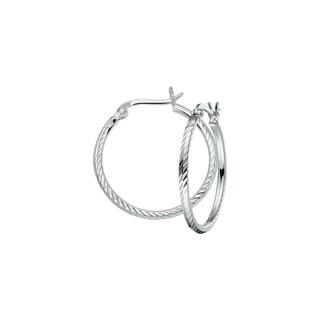 Oorringen gediamanteerd zilver gerhodineerd