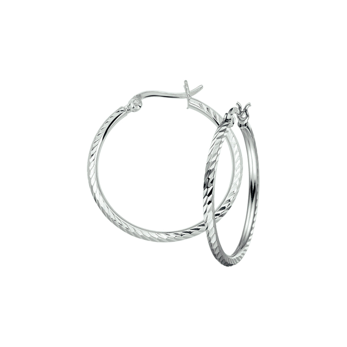 Oorringen gediamanteerd zilver gerhodineerd