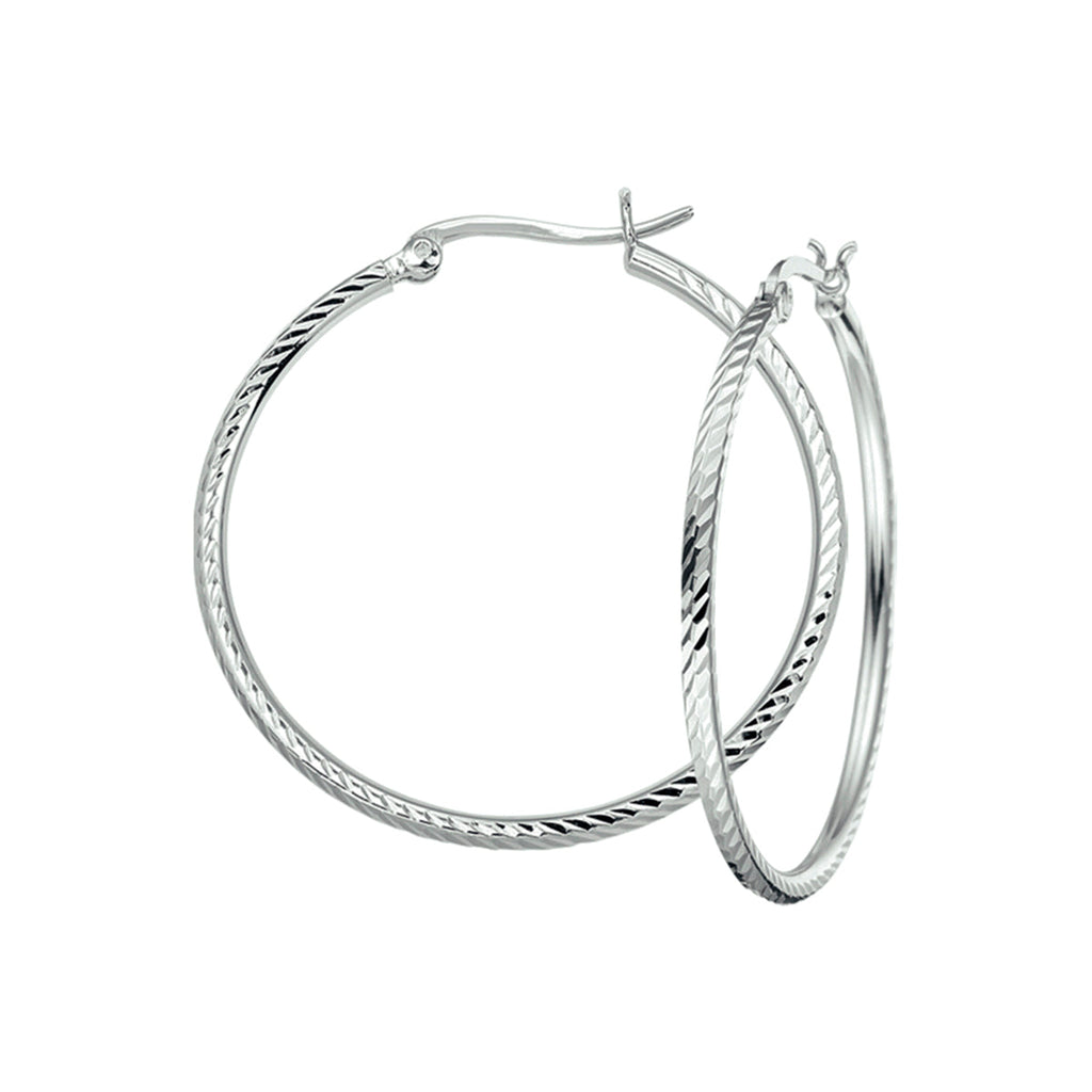 Oorringen gediamanteerd zilver gerhodineerd