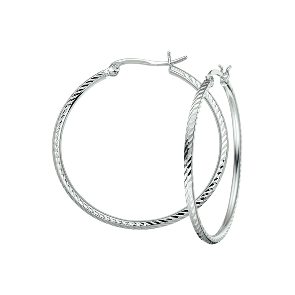 Oorringen gediamanteerd zilver gerhodineerd