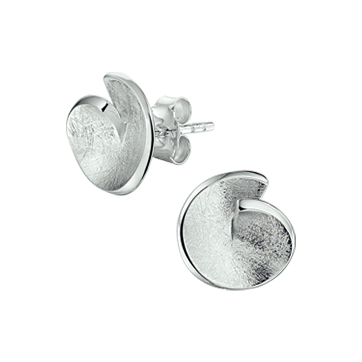 Oorknoppen gescratcht zilver gerhodineerd