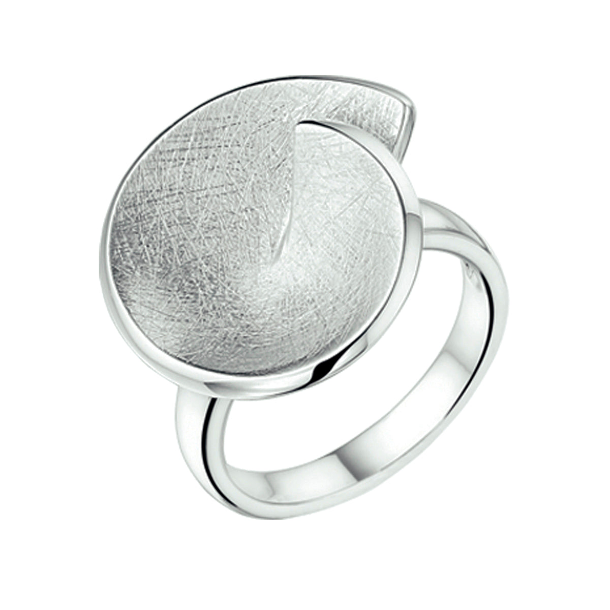 Ring gescratcht zilver gerhodineerd