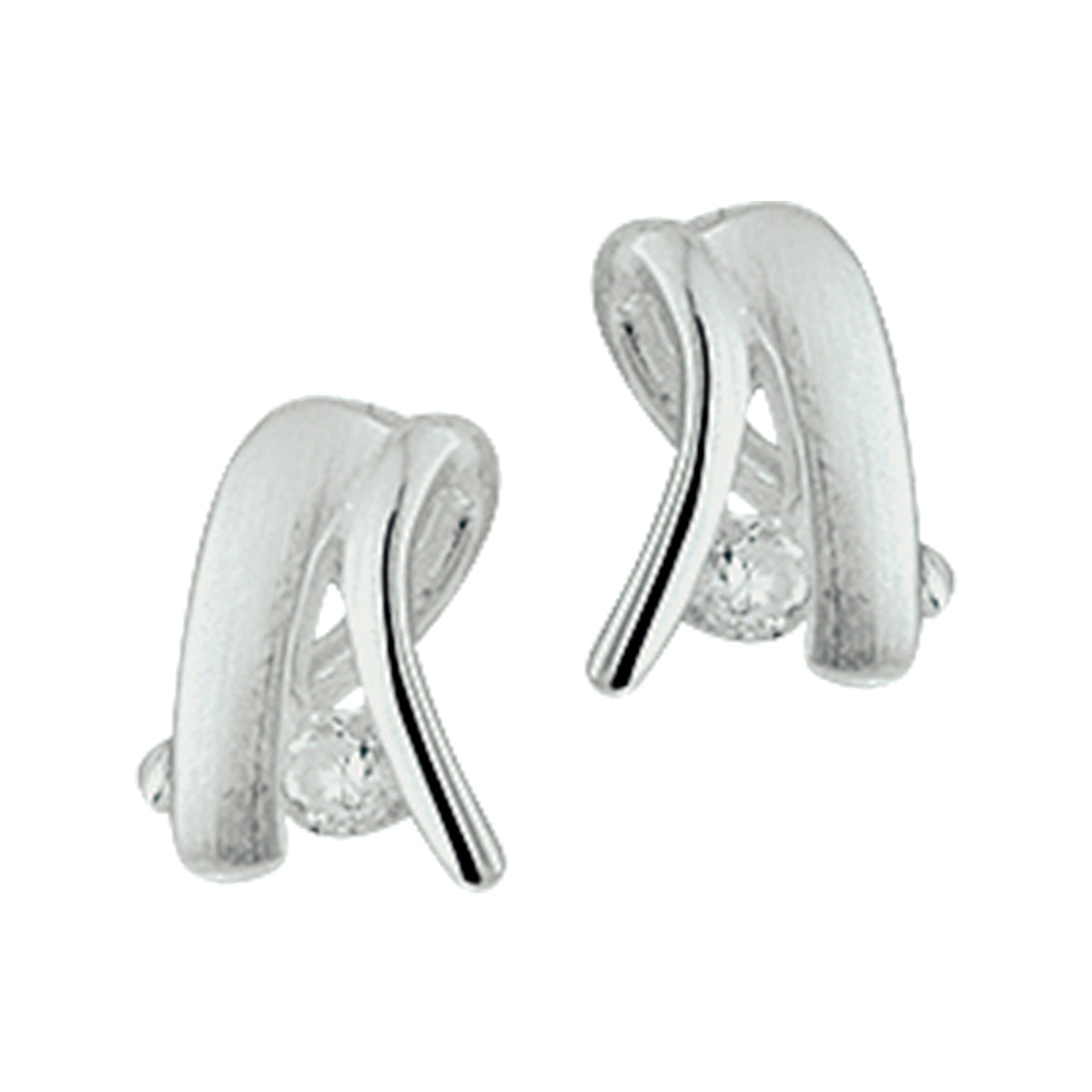 Oorknoppen zirkonia zilver gerhodineerd