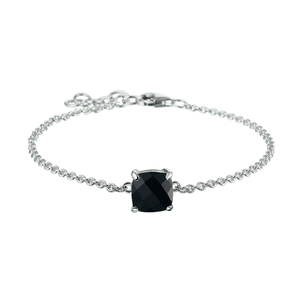 Armband onyx 16 + 2 cm zilver gerhodineerd