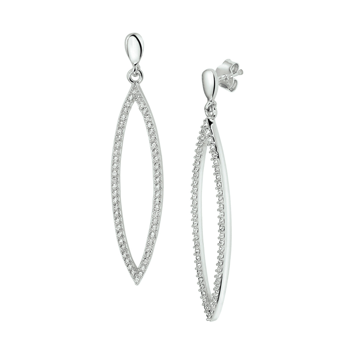 Oorhangers zirkonia zilver gerhodineerd