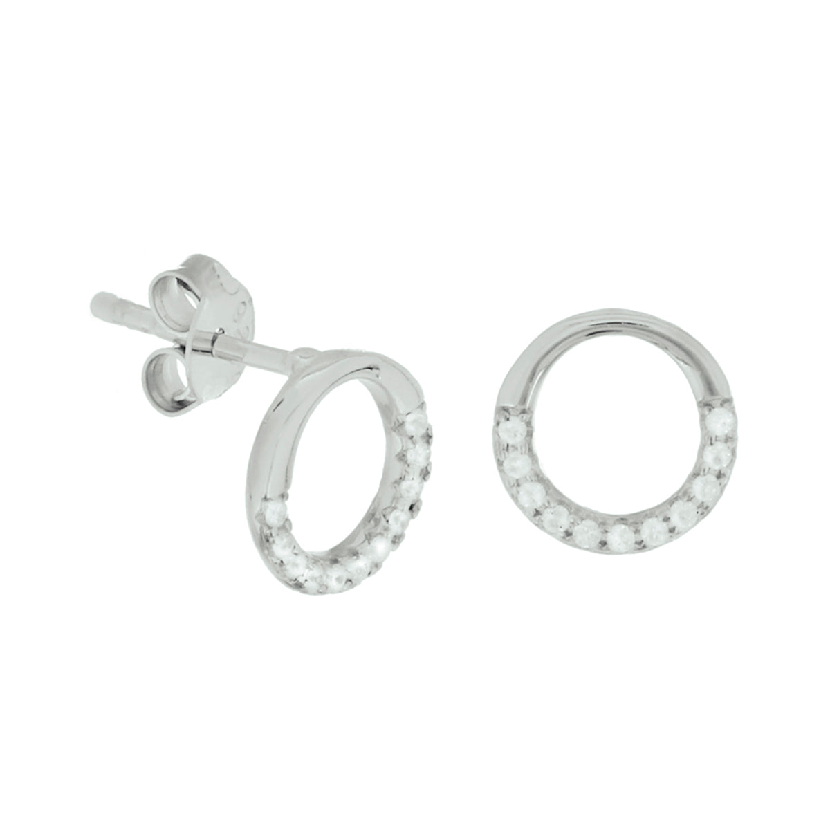 Oorknoppen zirkonia zilver gerhodineerd