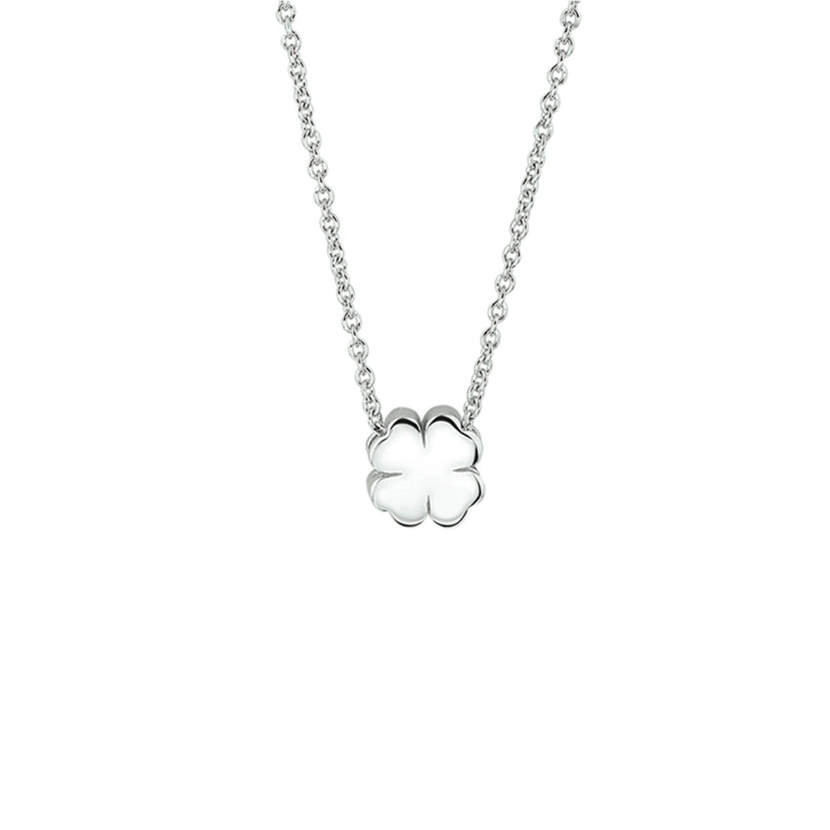 Collier klaver 41 + 4 cm zilver gerhodineerd