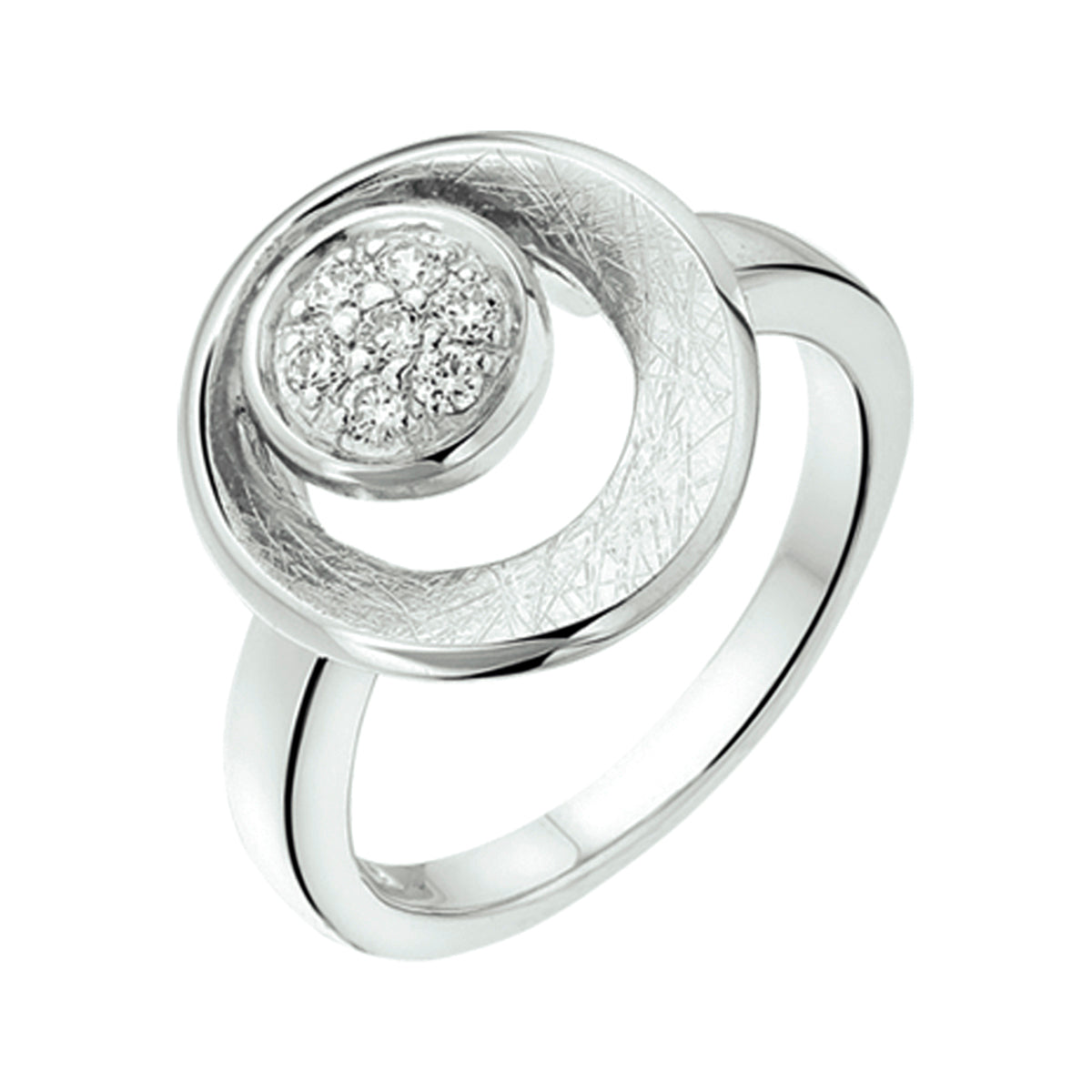 Ring gescratcht zirkonia zilver gerhodineerd