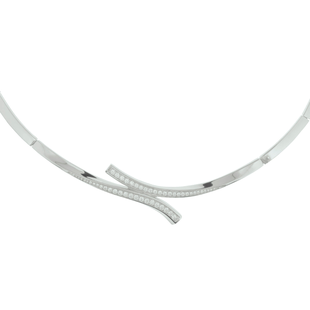 Collier tussenstuk zirkonia 42 + 4 cm zilver gerhodineerd